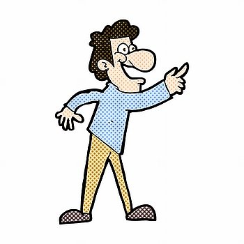 retro comic book style cartoon man pointing and laughing