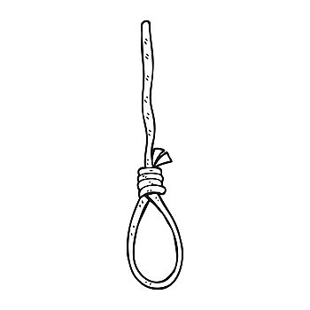 freehand drawn black and white cartoon hangman’s noose