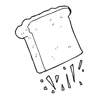 freehand drawn black and white cartoon toast