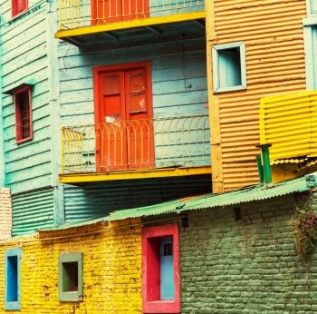 Bright colors of Caminito in La Boca neighborhood of Buenos Aires