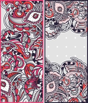 two abstract vector cards with colorful doodles
