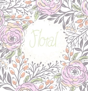 vector floral background with vintage blooming roses