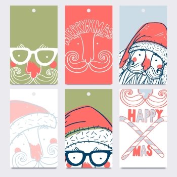 vector Christmas tags with funny Santa
