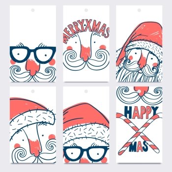 vector set of hand drawn tags with Santa