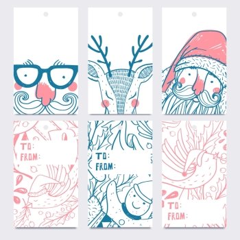 Vector Christmas set of hand drawn labels