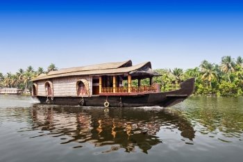 Beauty boat in the backwaters, Kerala, India