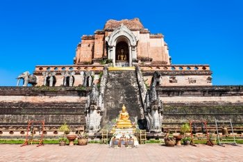 Wat Chedi Luang is a Buddhist temple in the historic centre of Chiang Mai, Thailand