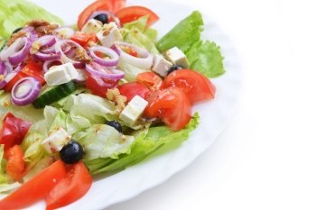 salad with feta cheese and fresh vegetables 