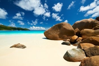 Beautiful beach at Seychelles, Praslin, Anse Lazio
