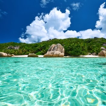 Beautiful beach at Seychelles, La Digue, Anse Source d’Argent