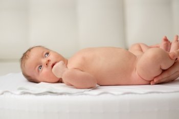 One month old newborn baby massage