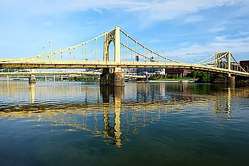 Bridge in Pittsburgh, Pennsylvania. No brand names or copyright objects.