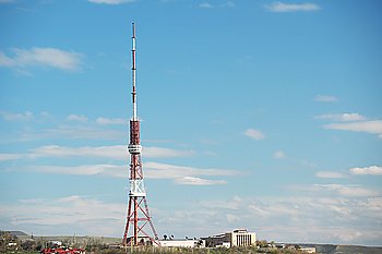 City view of Yerevan with antenna tower