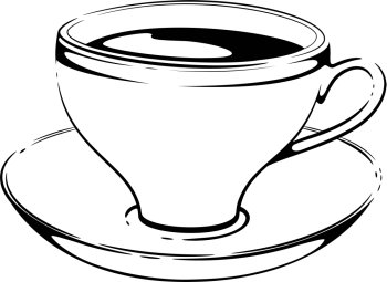 Cup of coffee. Sketch. Vector on white.