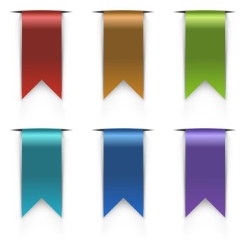 Color flag tags vector set isolated on white background.