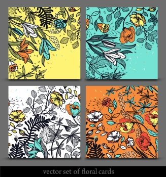 vector set of hand drawn floral backgrounds