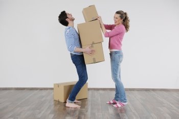 happy Young couple moving in new house