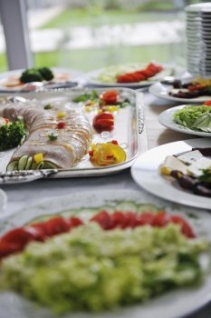 delicius catering food arrangement on party in restaurant