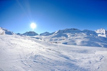 High mountains under fresh snow in the winter  season