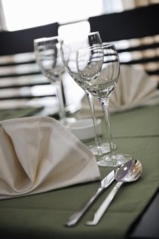glass object at luxury bright restaurant table