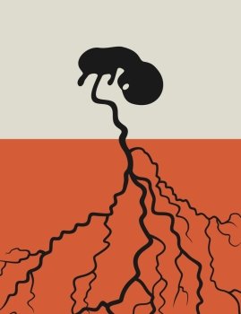 The child grows from a root. A vector illustration