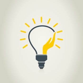 Hand in a bulb. A vector illustration