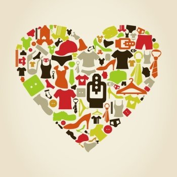 Heart made of clothes. A vector illustration