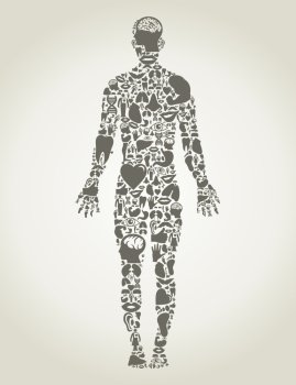 The person made of body parts. A vector illustration