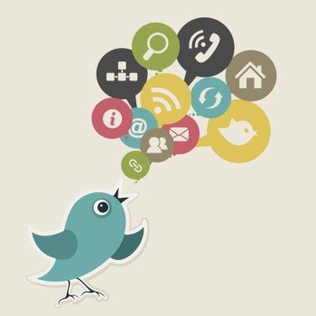The bird speaks about the social. A vector illustration