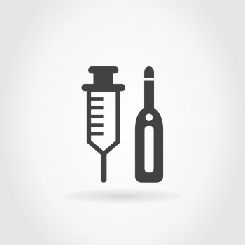 Syringe and thermometer for medicine. A vector illustration