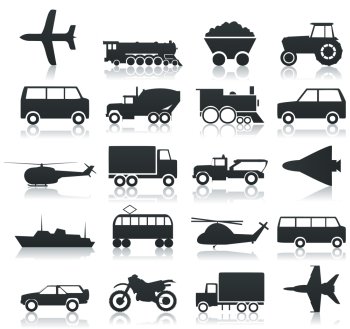 Transport icons. Collection of icons of transport. A vector illustration