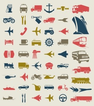 Collection of icons of transport. A vector illustration