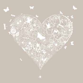 White wedding heart on a grey background. A vector illustration