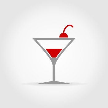 Cherry in alcoholic cocktail. A vector illustration
