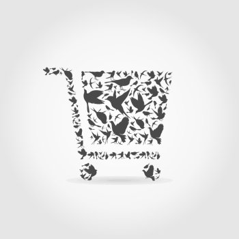 The cart made of birds. A vector illustration