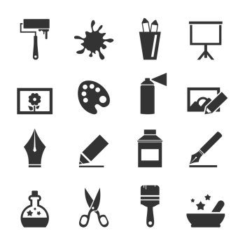Set of icons of art. A vector illustration