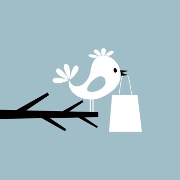 Bird on a tree2. The bird sits on a tree and holds a package. A vector illustration