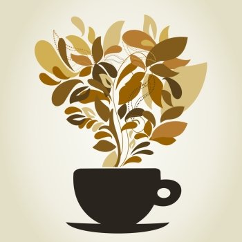 Cup of coffee a flower. A vector illustration