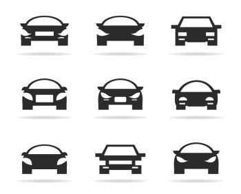 Set of icons of cars for transport