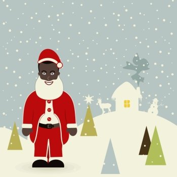 African American Santa Claus. A vector illustration