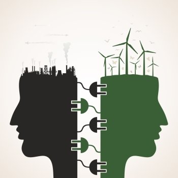 Abstraction on the theme of industry and ecology. Vector illustration