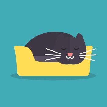 The cat is lying. Vector illustration