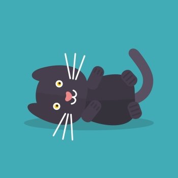 The cat is lying. Vector illustration