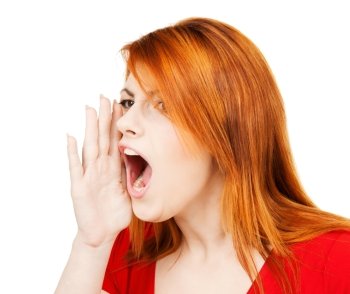 business concept - bright picture of screaming woman