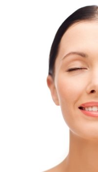 beauty, spa and health concept - smiling young woman with closed eyes