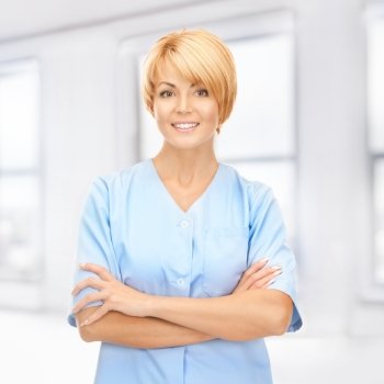bright picture of attractive female doctor