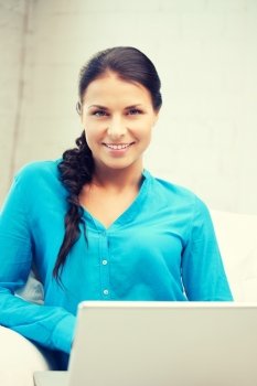 picture of happy woman with laptop computer.. happy woman with laptop computer