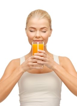 picture of young woman drinking orange juice