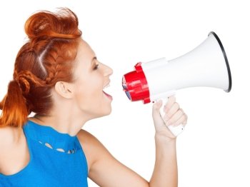 shouting woman with megaphone
