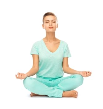 picture of girl sitting in lotus position and meditating